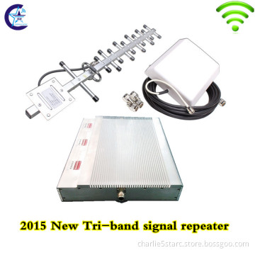 2015 new design hot sale pico tri band 900 1800 2100MHz gsm dcs wcdma signal repeater for 2G 3G 4G